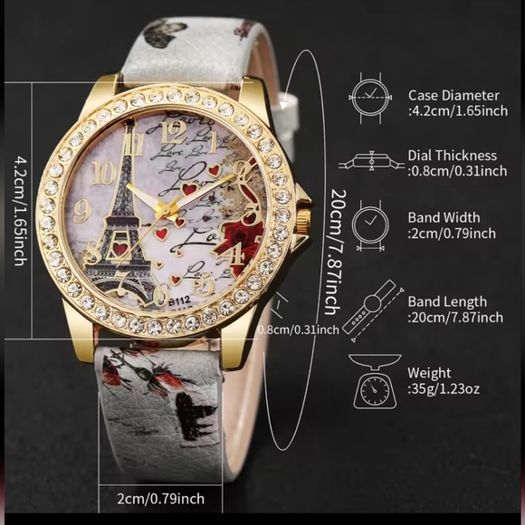 Paris Themed Watch Bracelet Set Women's 1 Watch 4 Bracelets BRAND NEW - Picture 3 of 3